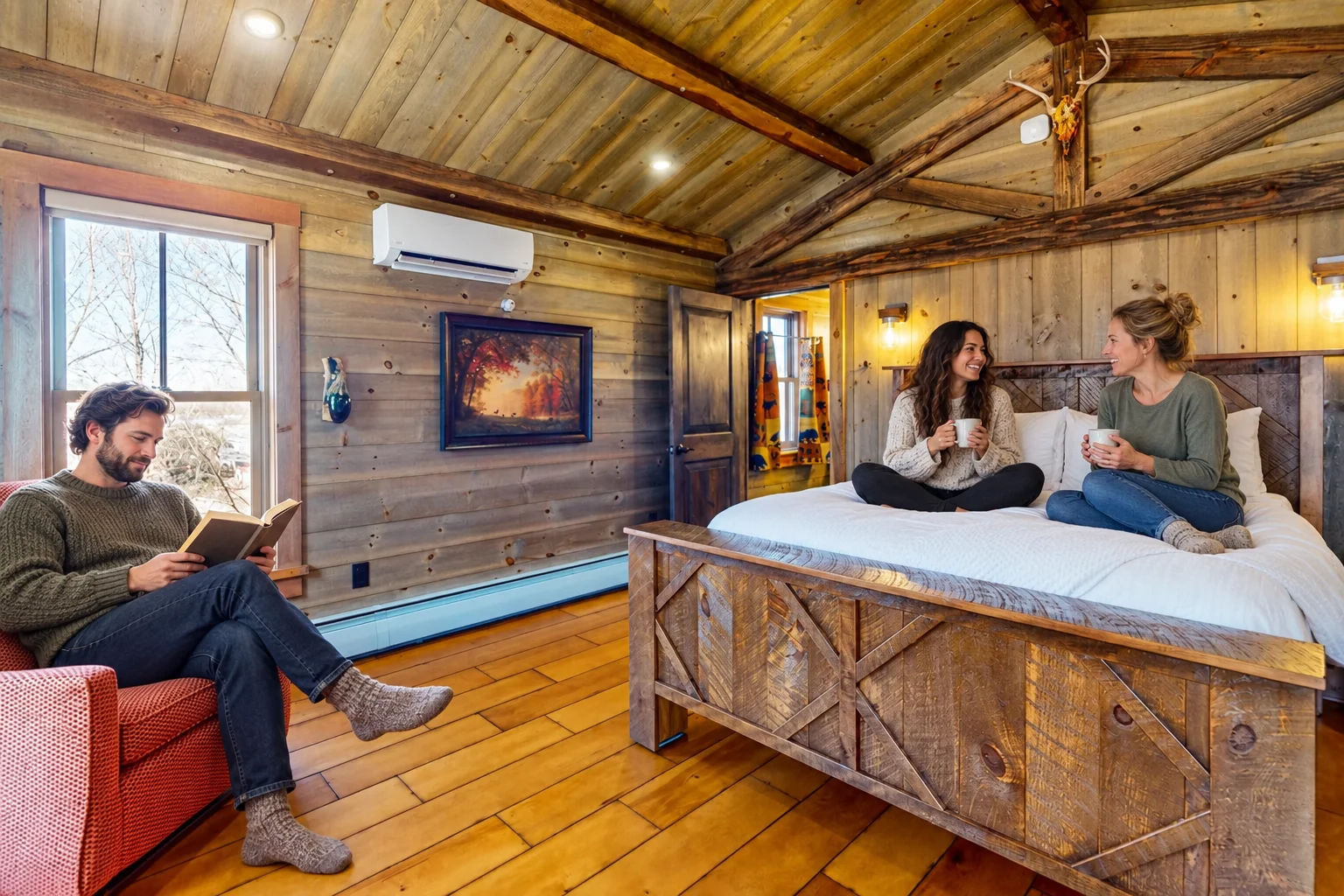 Deer Bed bedroom at King's Landing, Moosehead Lake